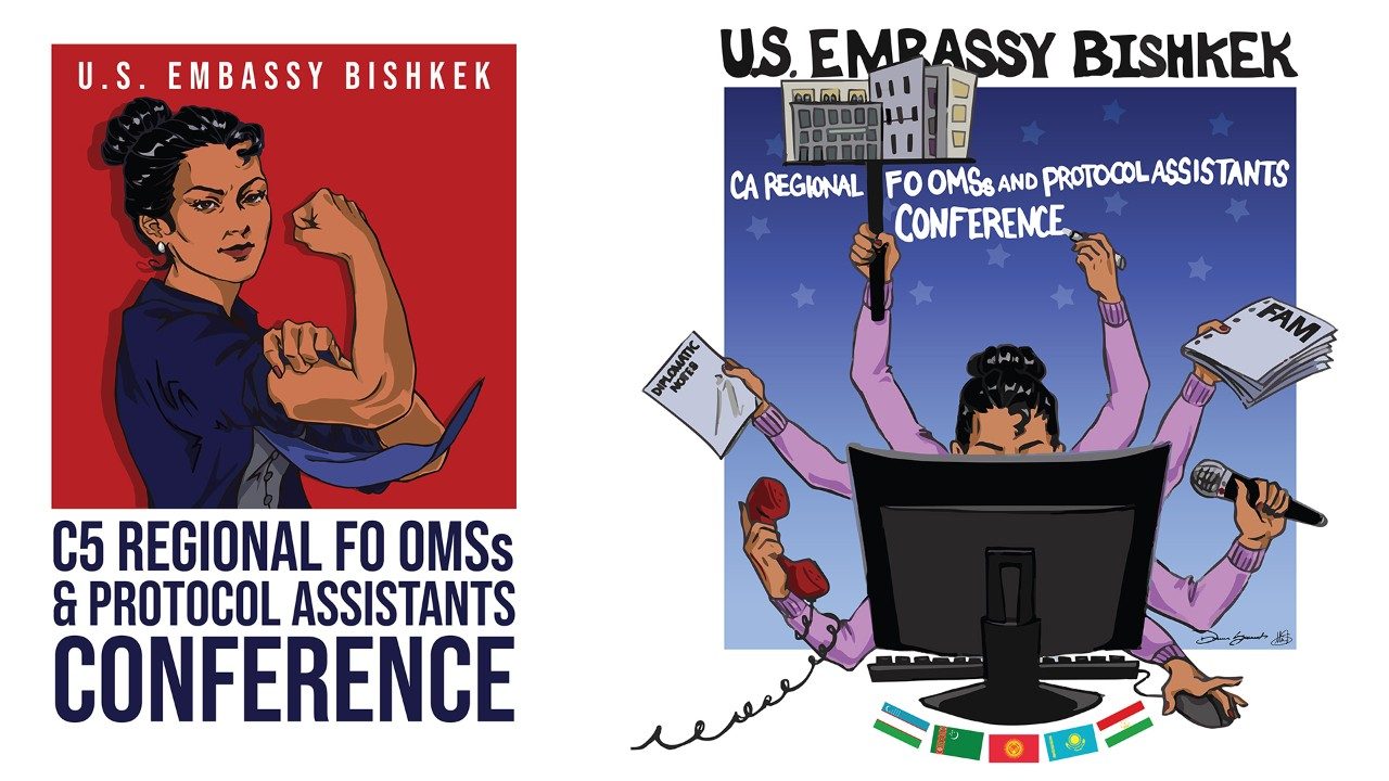 Both graphics one on left and one on right used by the embassy.