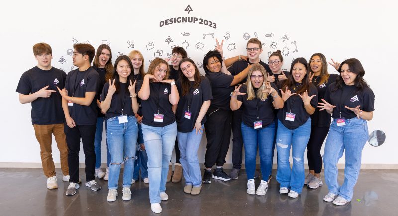 A group of design students pose together at DesignUP.